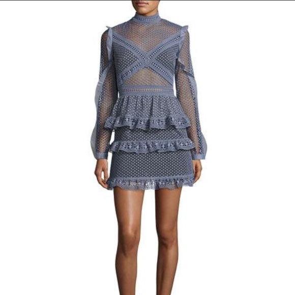 Self-Portrait Dresses & Skirts - SOLD self portrait mesh-dot tiered blue dress 6